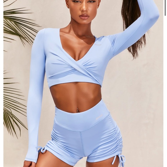 Oh Polly Bo+Tee 3 Piece Set Baby Blue Small Like New - Picture 1 of 15